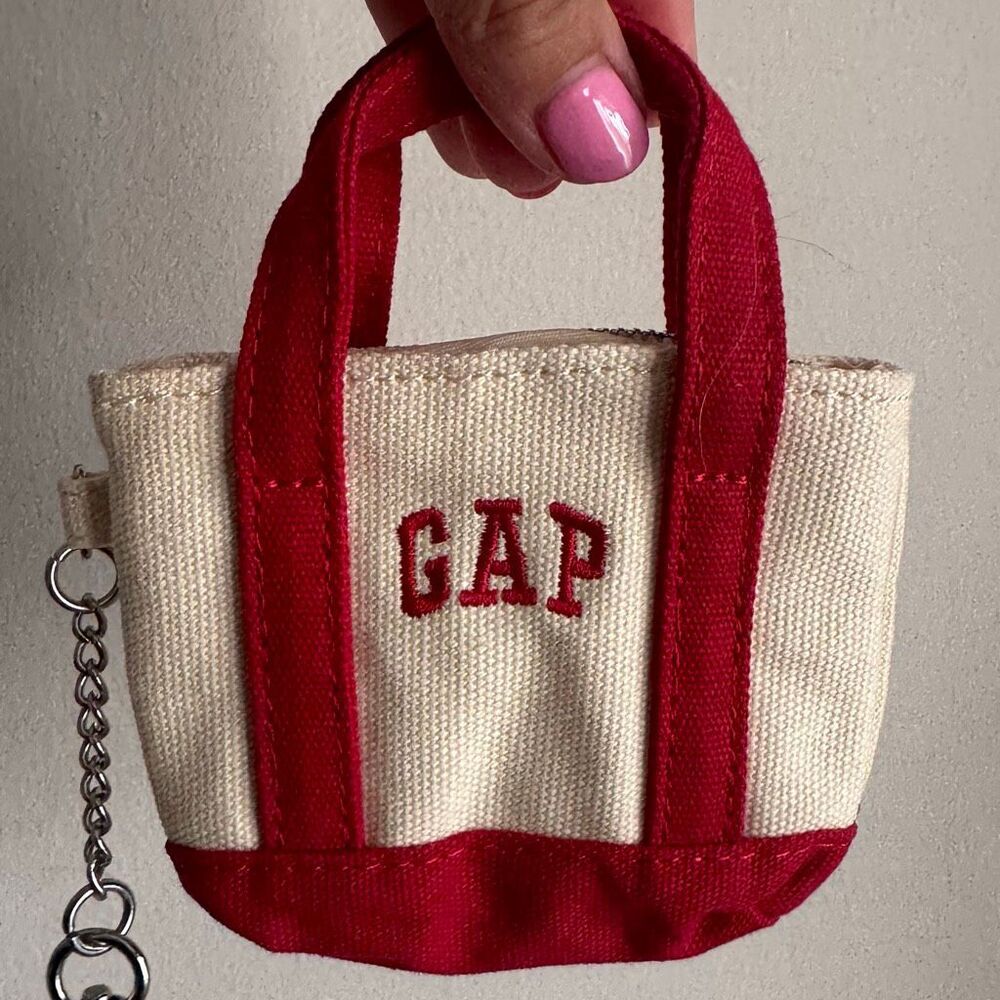 GAP Logo TOTE Bag Charm Red & White NEW